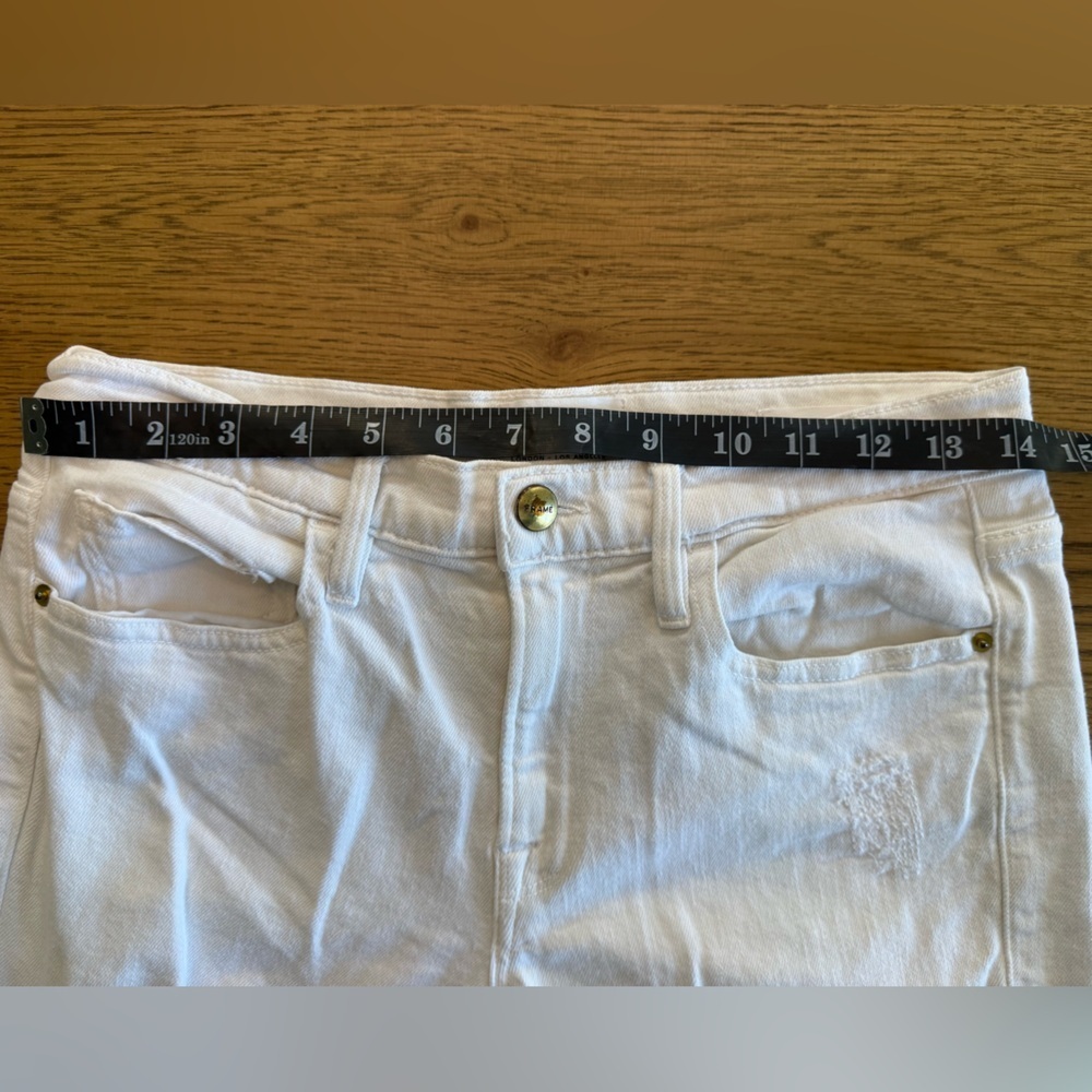 Frame Denim Le Boy White Distressed Ankle Jeans Sz 27 - Picture 3 of 12